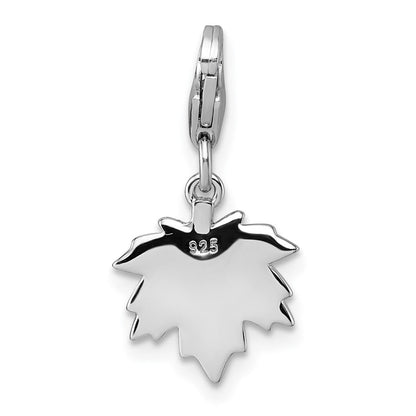 Sterlingsilber Amore La Vita Rhodiniert Orange Emaille Blatt Charm