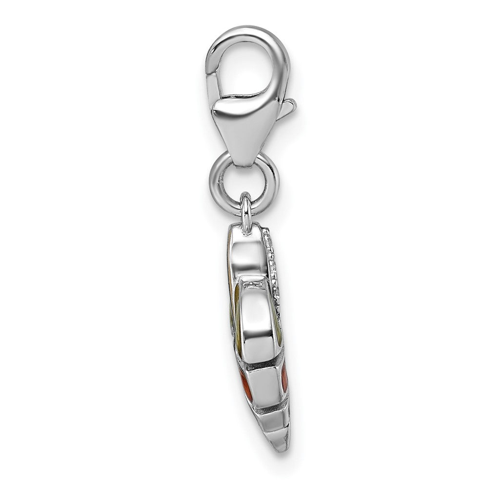 Sterlingsilber Amore La Vita Rhodiniert 3-d Grün Orange Emaille Zirkonia Blatt Charm