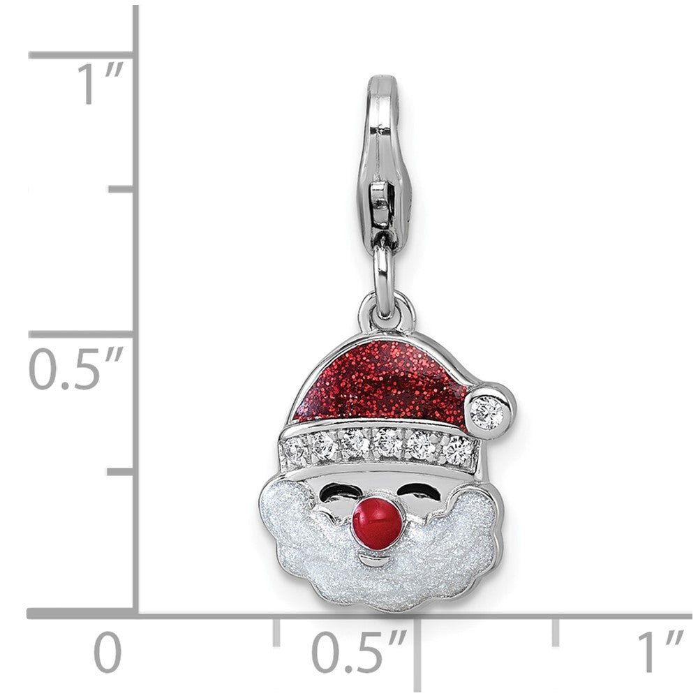 Sterlingsilber Amore La Vita Rhodiniert Glitzer Emaille Zirkonia Santa Charm