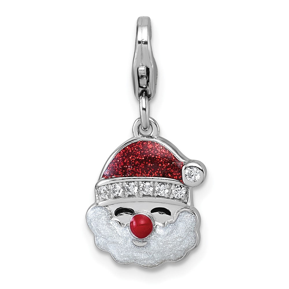 Sterlingsilber Amore La Vita Rhodiniert Glitzer Emaille Zirkonia Santa Charm
