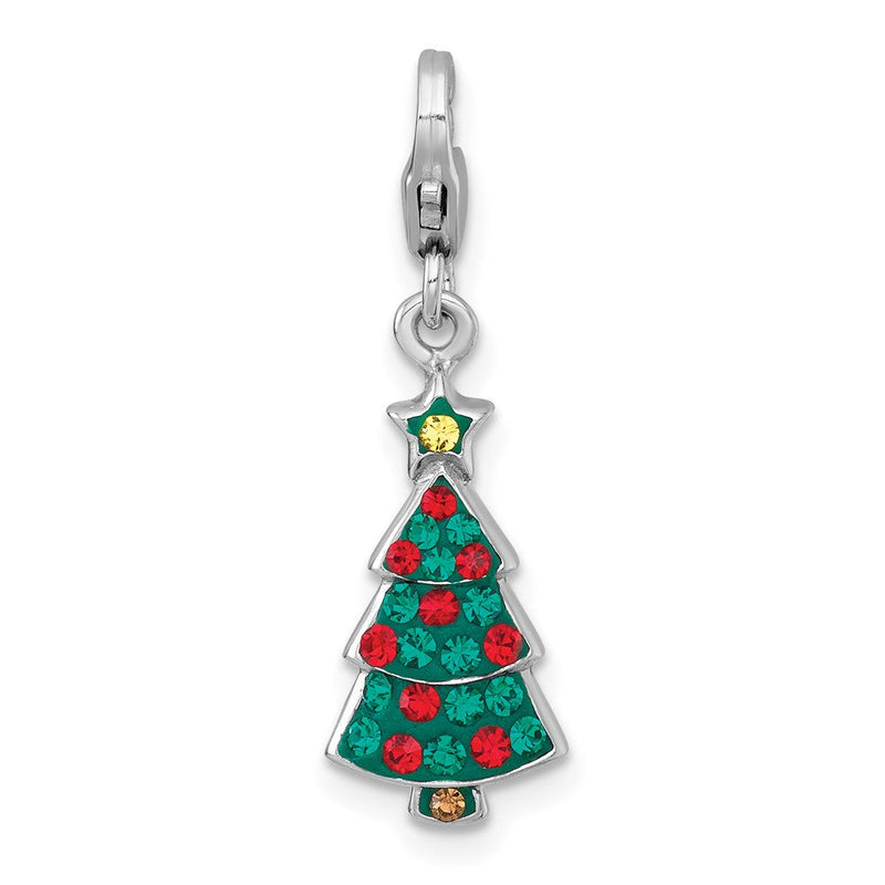 Sterlingsilber Amore La Vita Rhodiniert-pl Grün Mehrfarbig Kristall Weihnachten Baum Charm