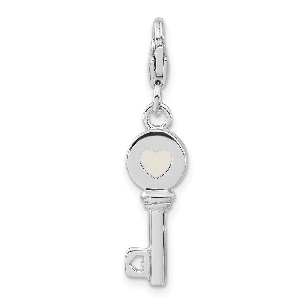 Sterlingsilber Rhodiniert 3-d Emailliert Key mit Karabinerverschluss Charm