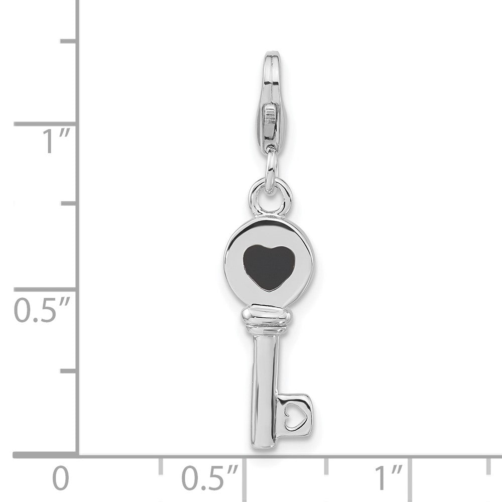 Sterlingsilber Rhodiniert 3-d Emailliert Key mit Karabinerverschluss Charm