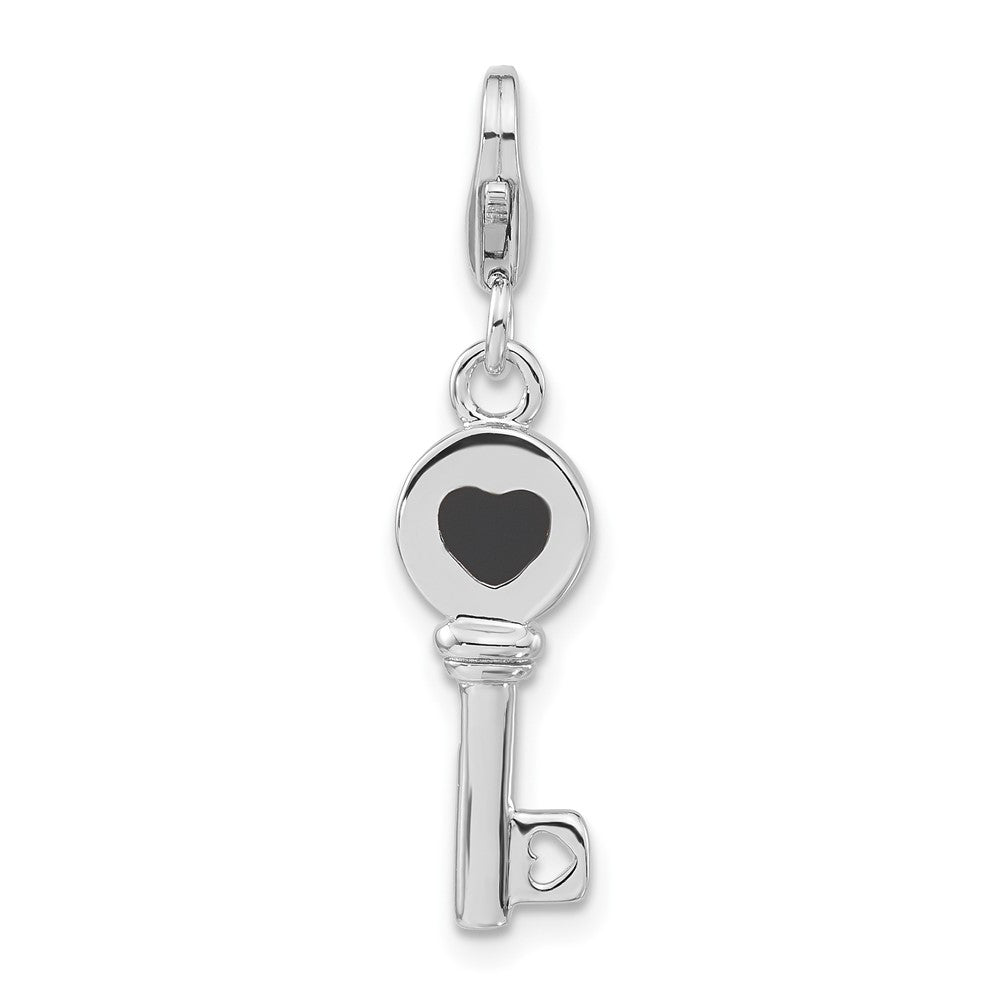 Sterlingsilber Rhodiniert 3-d Emailliert Key mit Karabinerverschluss Charm