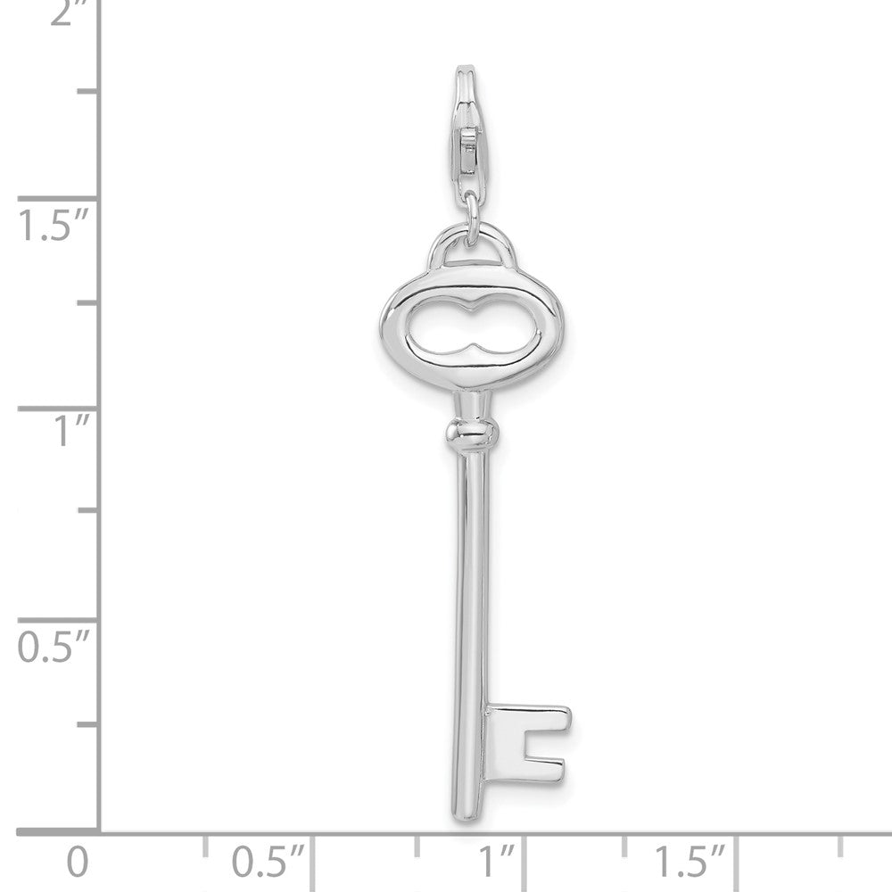 Sterlingsilber Poliert Offen Oval Herz Key mit Karabinerverschluss Charm