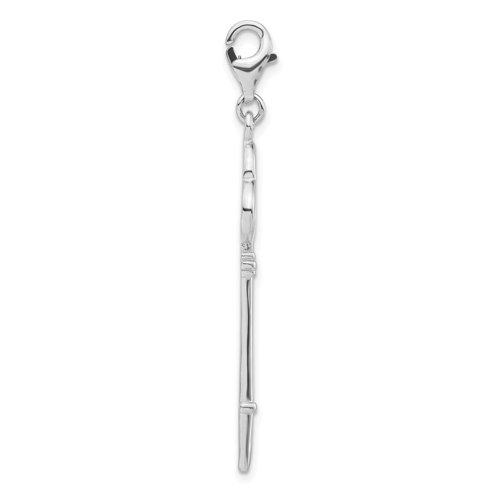 Sterlingsilber Rhodiniert Poliert Key mit Karabinerverschluss Charm