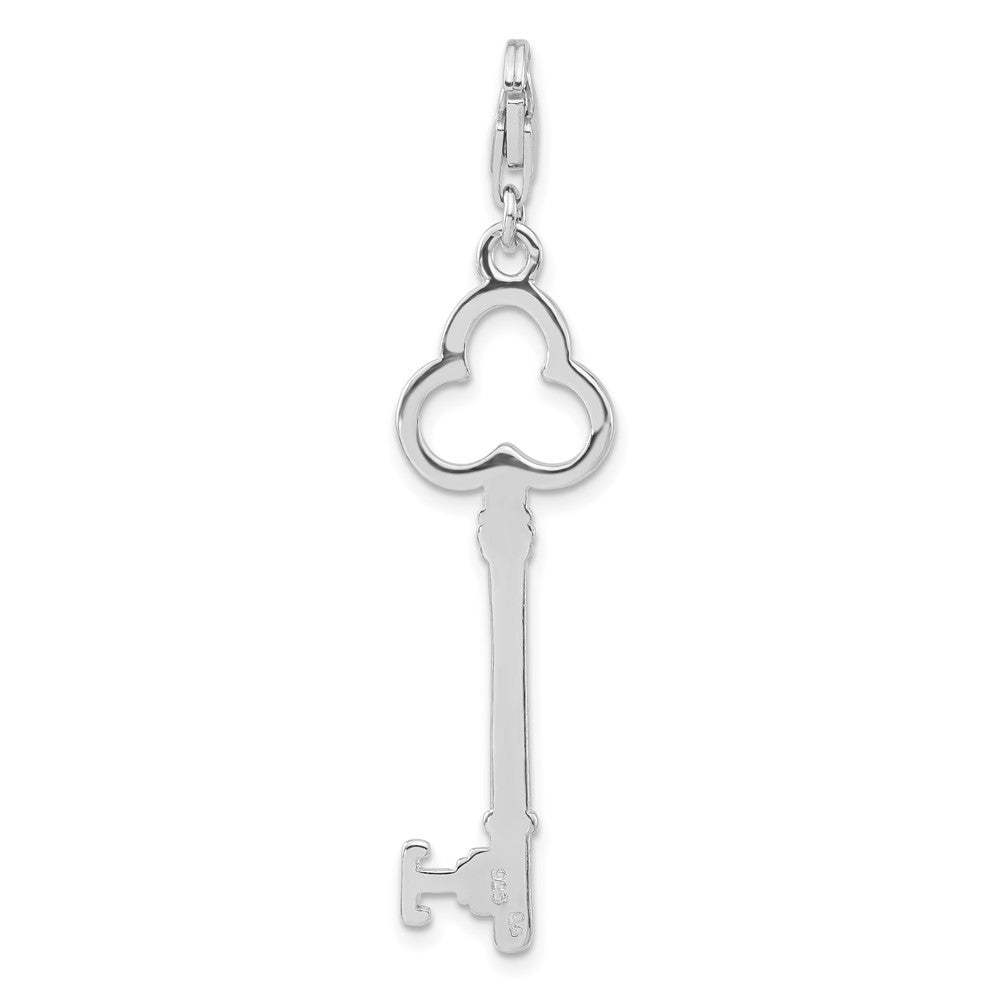 Sterlingsilber Rhodiniert Poliert Key mit Karabinerverschluss Charm
