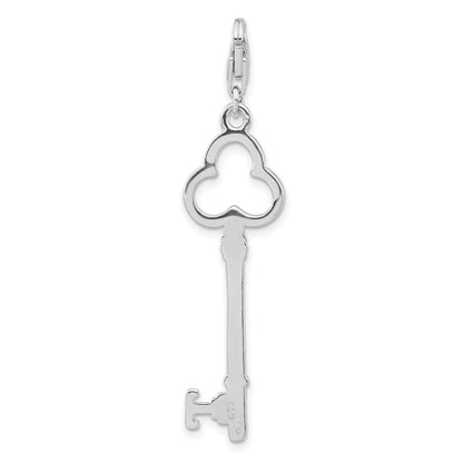 Sterlingsilber Rhodiniert Poliert Key mit Karabinerverschluss Charm