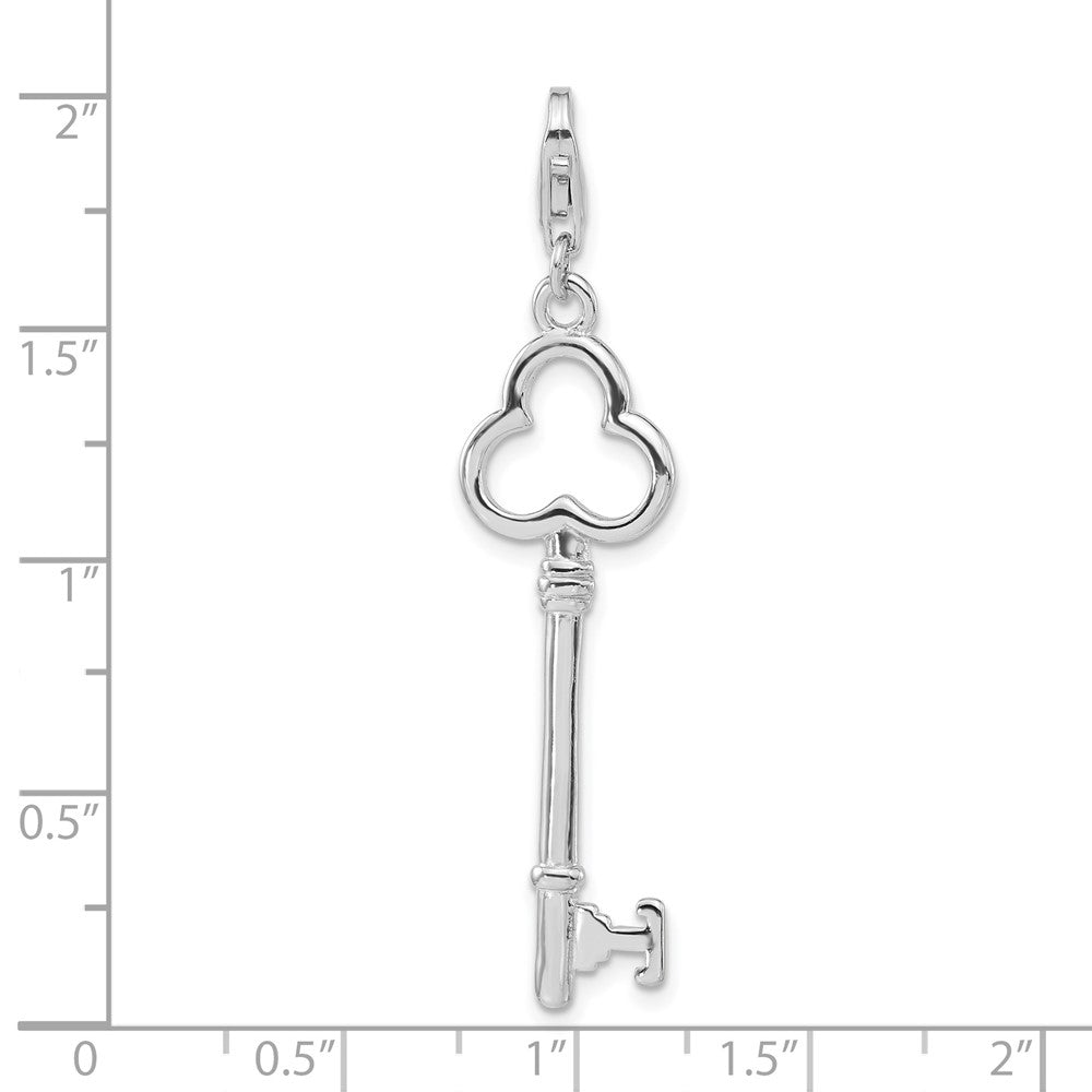 Sterlingsilber Rhodiniert Poliert Key mit Karabinerverschluss Charm