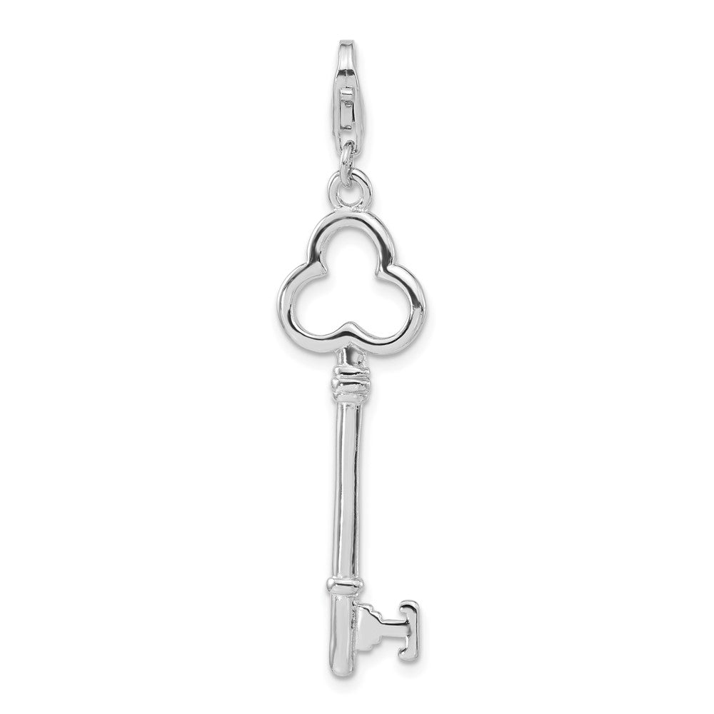 Sterlingsilber Rhodiniert Poliert Key mit Karabinerverschluss Charm