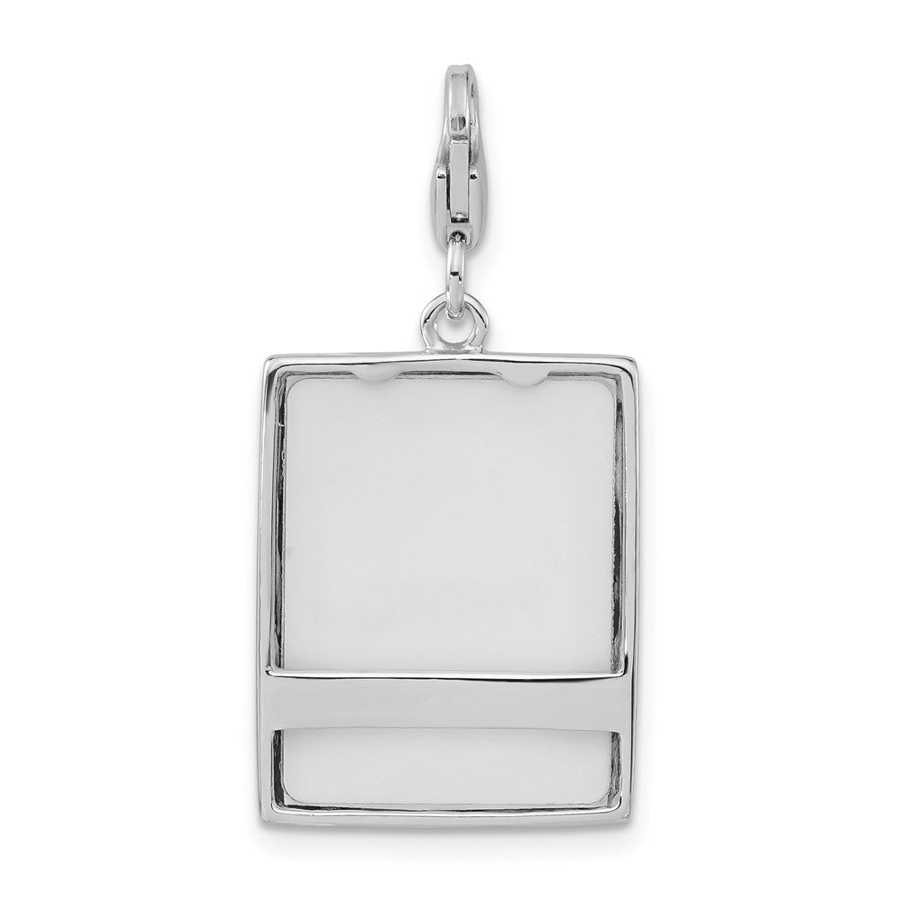 Sterlingsilber Rhodiniert 3-d Emailliert Schmetterling Photo Rahmen mit Karabinerverschluss Charm