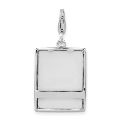 Sterlingsilber Rhodiniert 3-d Emailliert Schmetterling Photo Rahmen mit Karabinerverschluss Charm