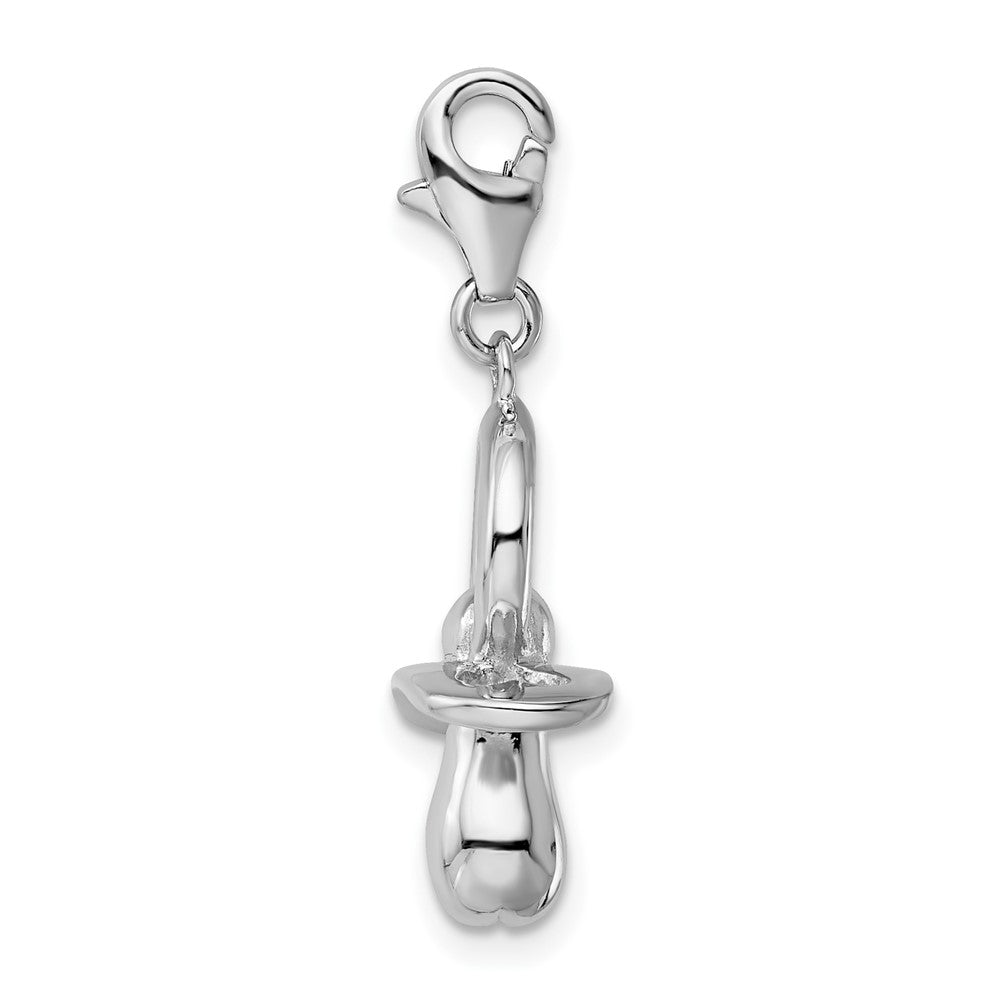 Sterlingsilber Amore La Vita Rhodiniert Poliert 3-d Pacifier Charm mit Fantasie Karabinerverschluss