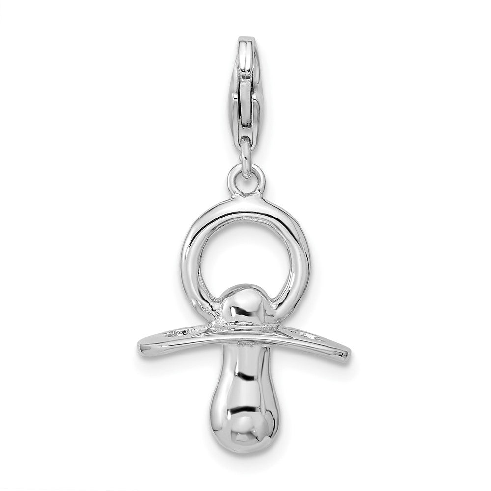Sterlingsilber Amore La Vita Rhodiniert Poliert 3-d Pacifier Charm mit Fantasie Karabinerverschluss