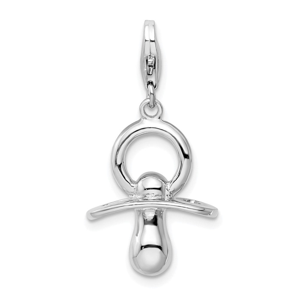 Sterlingsilber Amore La Vita Rhodiniert Poliert 3-d Pacifier Charm mit Fantasie Karabinerverschluss
