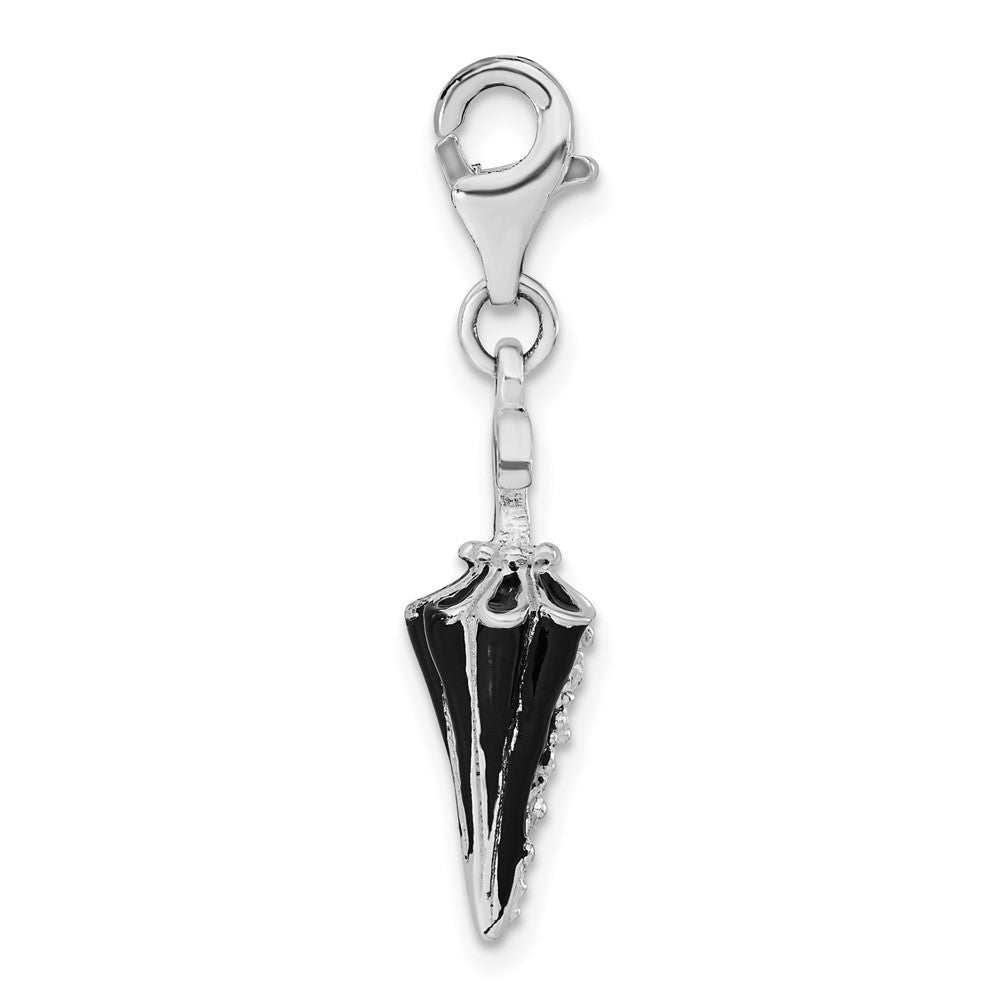 Sterlingsilber Rhodiniert 3-d Emailliert & Zirkonia Parasol mit Karabinerverschluss Charm