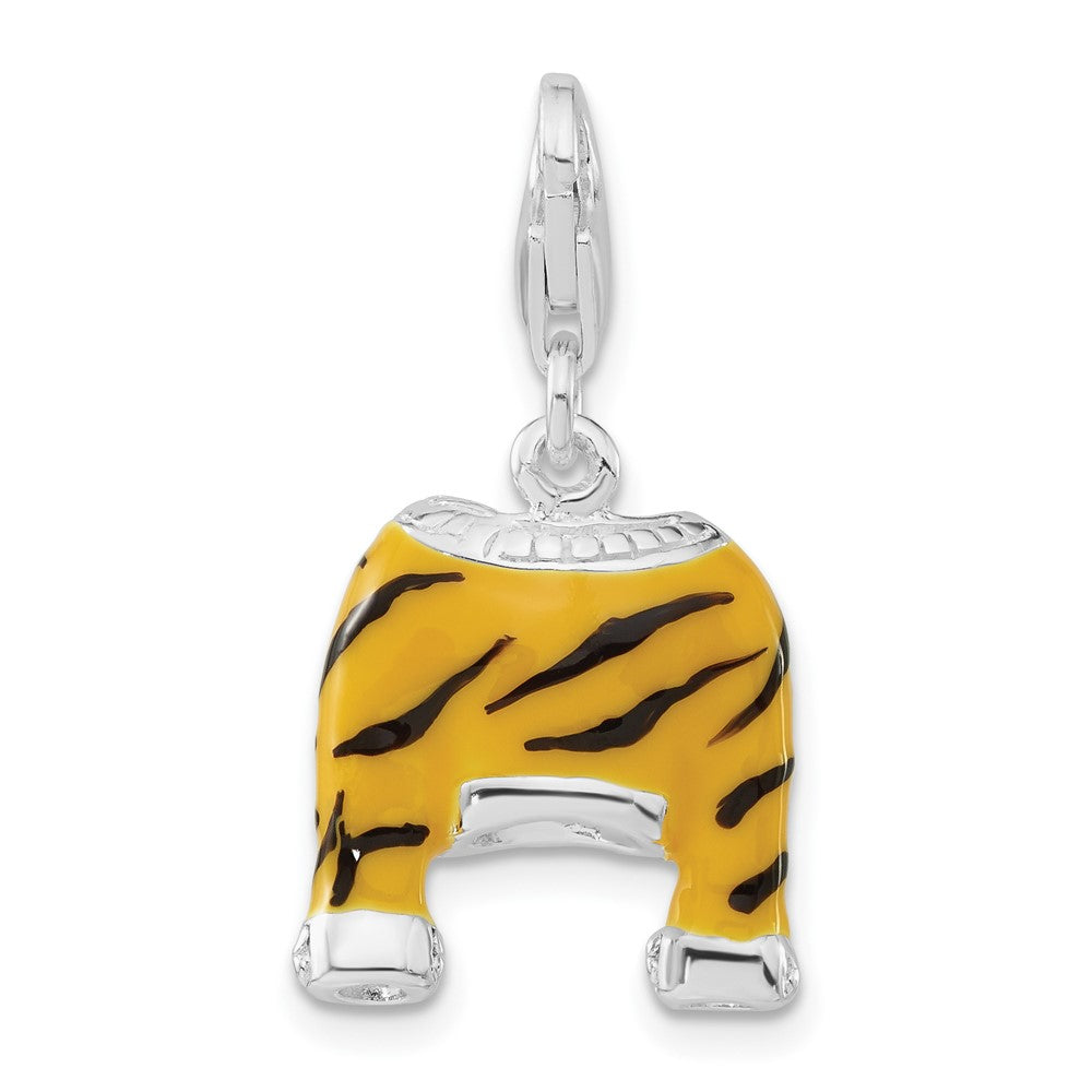 Sterlingsilber Poliert Zirkonia & Emaille Tiger Jacke mit Karabinerverschluss Charm