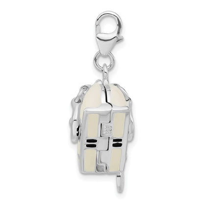 Sterlingsilber Rhodiniert 3-d Emailliert Purse mit Karabinerverschluss Charm