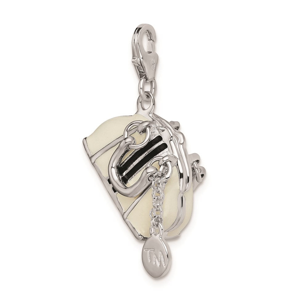 Sterlingsilber Rhodiniert 3-d Emailliert Purse mit Karabinerverschluss Charm