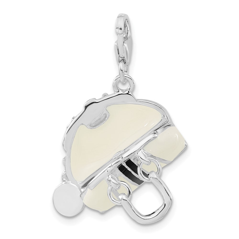 Sterlingsilber Rhodiniert 3-d Emailliert Purse mit Karabinerverschluss Charm