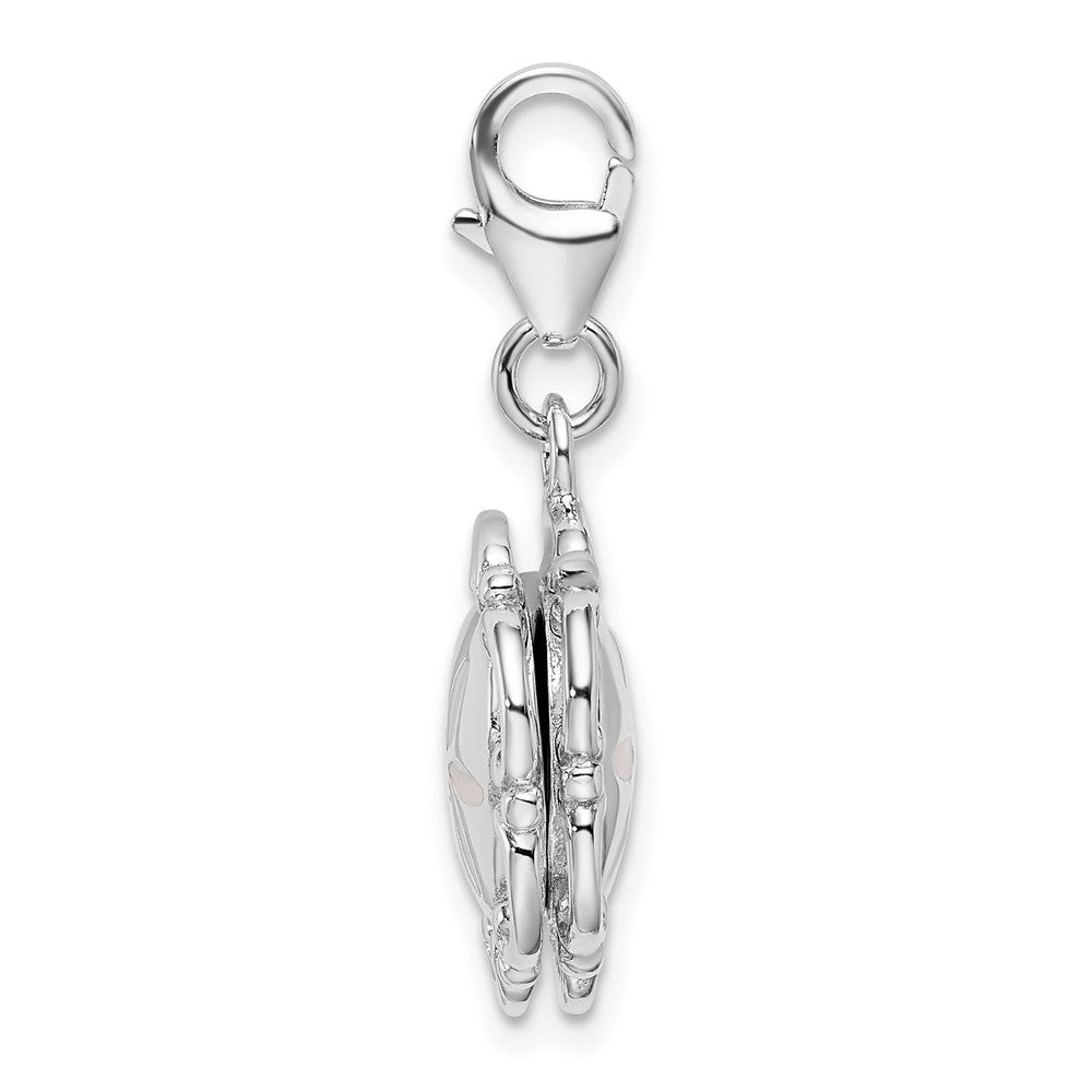 Sterlingsilber Amore La Vita Rhodiniert Poliert 3-d Emailliert Compact Charm mit Fantasie Karabinerverschluss