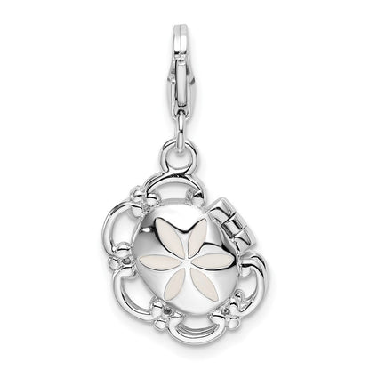 Sterlingsilber Amore La Vita Rhodiniert Poliert 3-d Emailliert Compact Charm mit Fantasie Karabinerverschluss