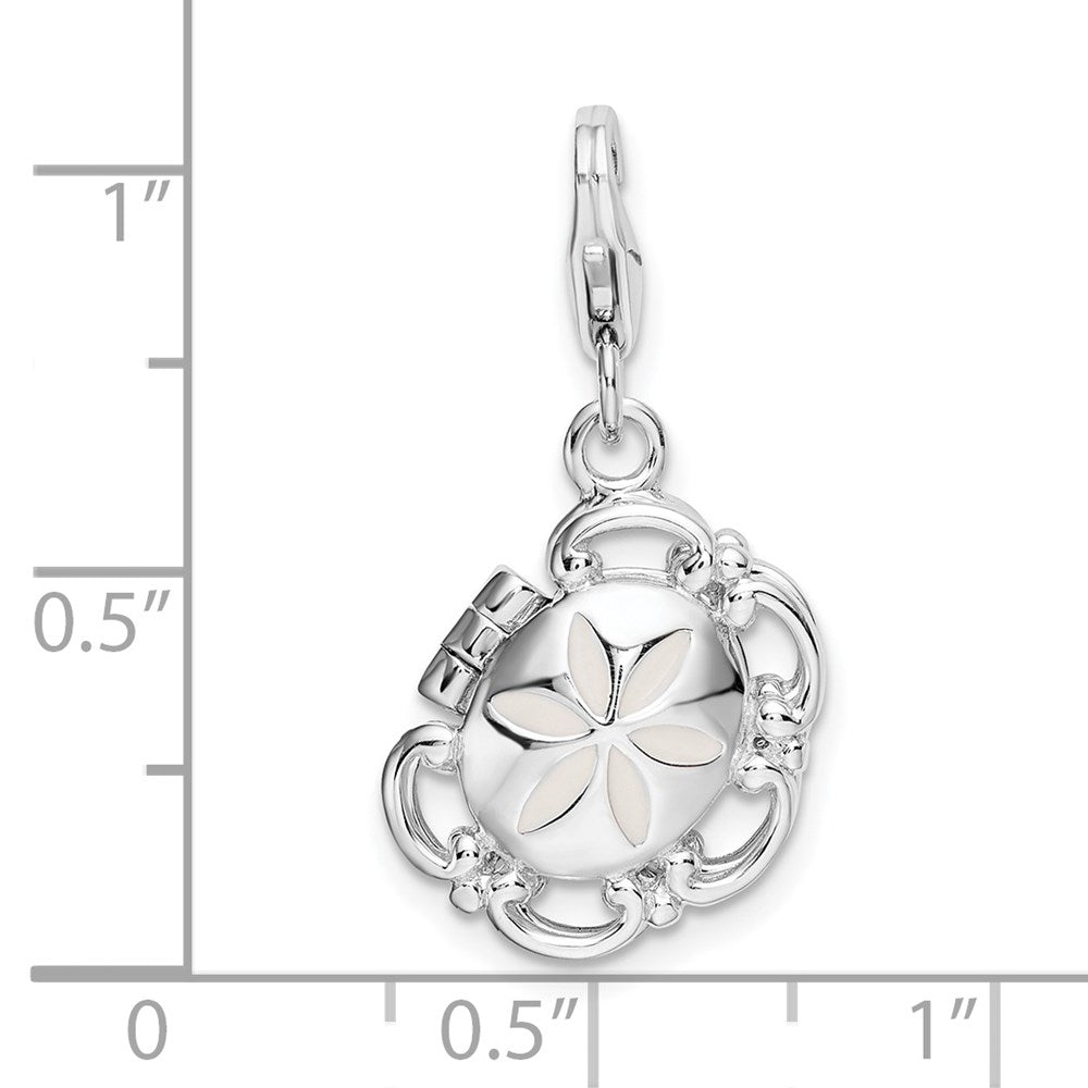Sterlingsilber Amore La Vita Rhodiniert Poliert 3-d Emailliert Compact Charm mit Fantasie Karabinerverschluss