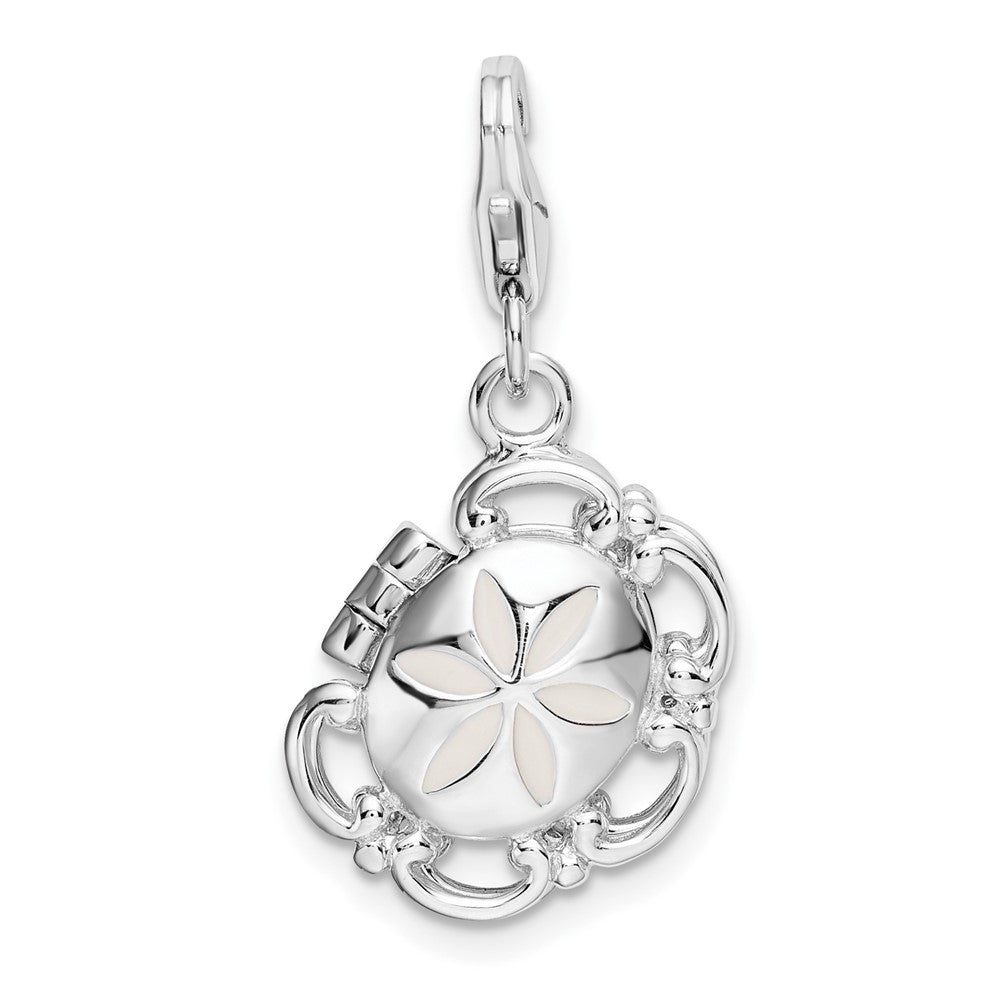 Sterlingsilber Amore La Vita Rhodiniert Poliert 3-d Emailliert Compact Charm mit Fantasie Karabinerverschluss