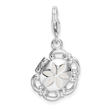 Sterlingsilber Amore La Vita Rhodiniert Poliert 3-d Emailliert Compact Charm mit Fantasie Karabinerverschluss