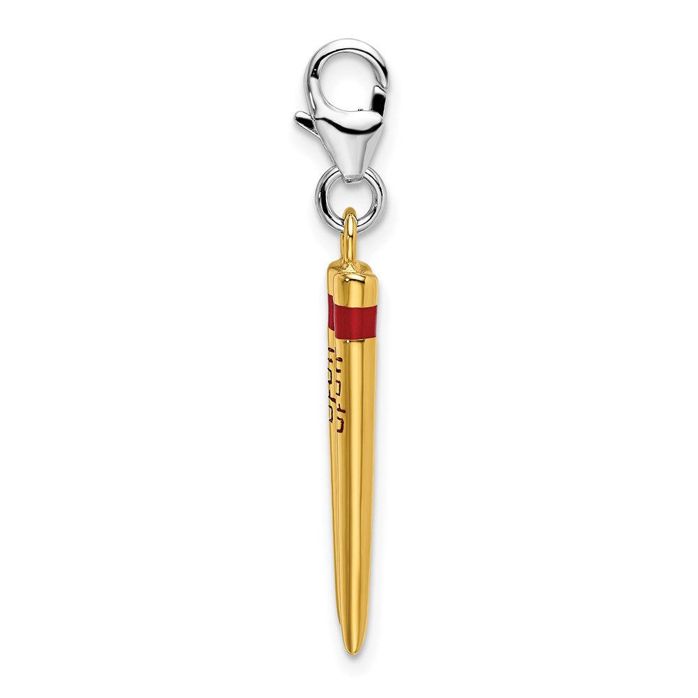 Sterlingsilber 3-d Emailliert Vergoldet Chopstick mit Karabinerverschluss Charm