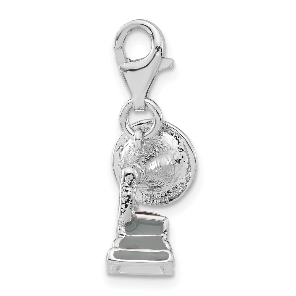 Sterlingsilber 3-d Poliert Emailliert Phonograph mit Karabinerverschluss Charm