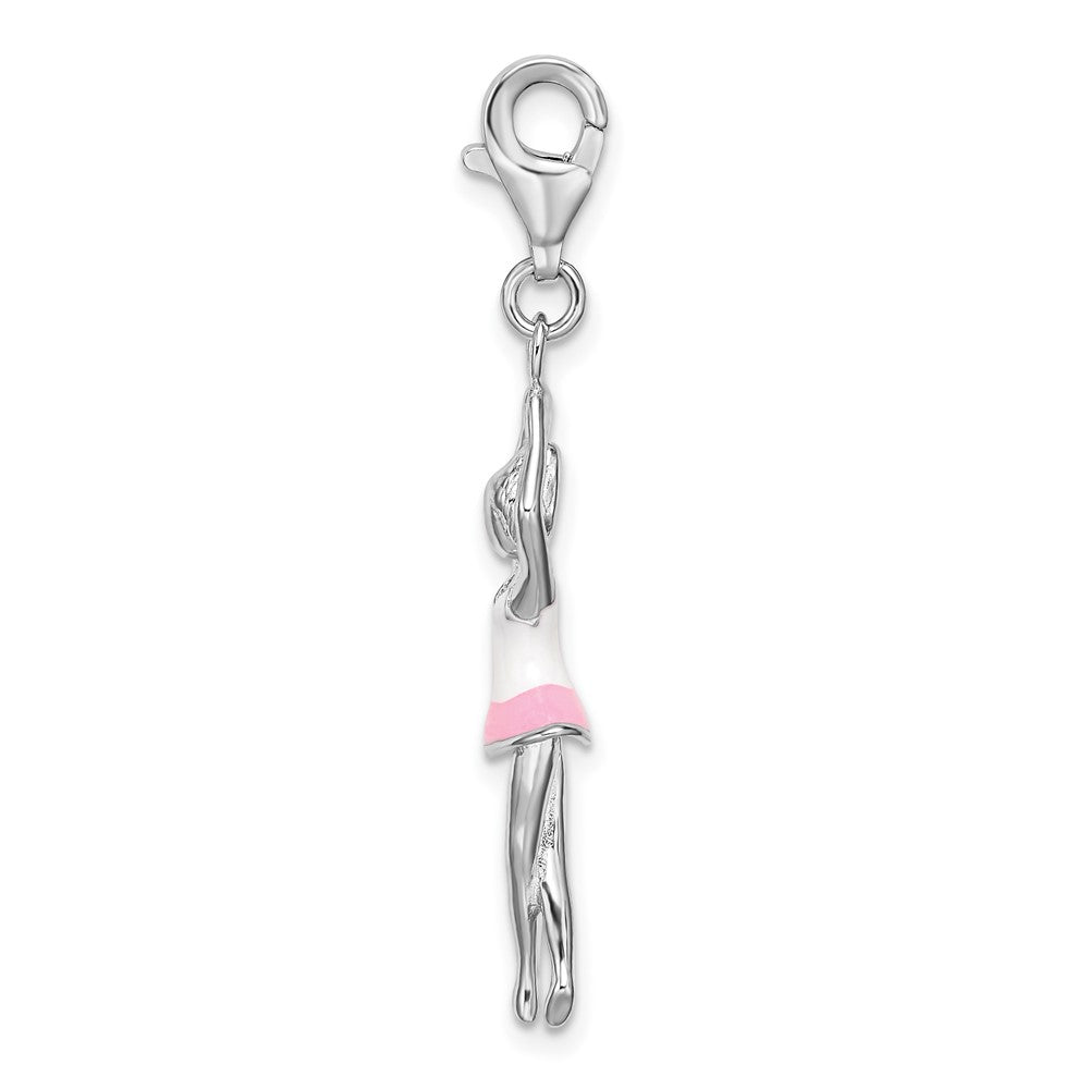 Sterlingsilber Amore La Vita Rhodiniert Poliert 3-d Emailliert Ballerina Charm mit Fantasie Karabinerverschluss
