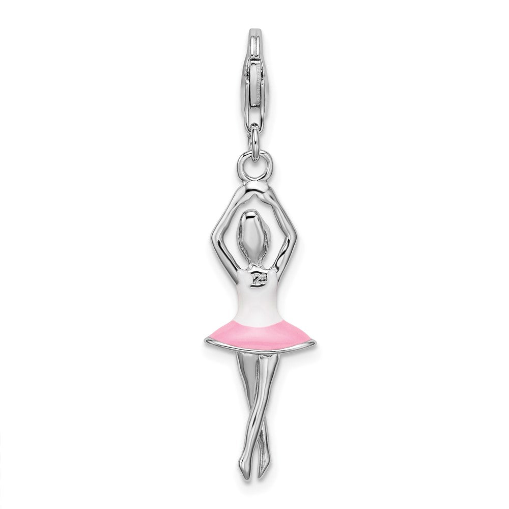 Sterlingsilber Amore La Vita Rhodiniert Poliert 3-d Emailliert Ballerina Charm mit Fantasie Karabinerverschluss