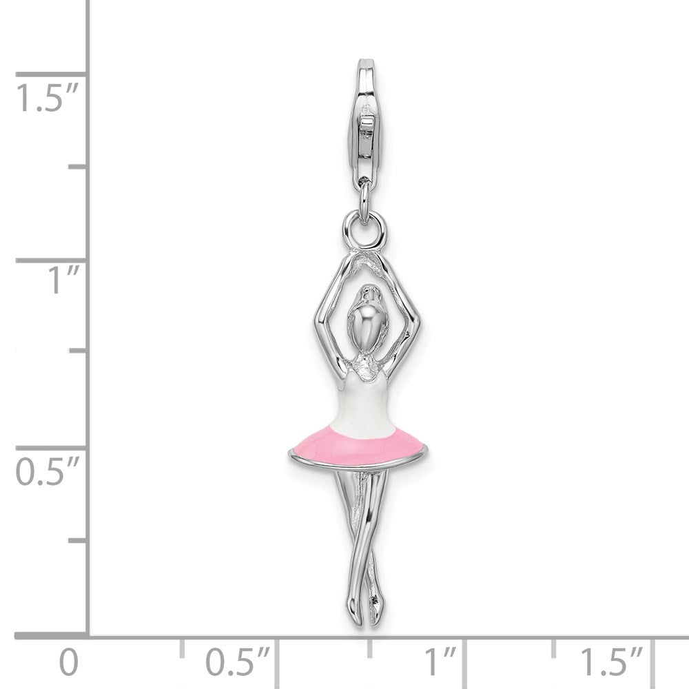 Sterlingsilber Amore La Vita Rhodiniert Poliert 3-d Emailliert Ballerina Charm mit Fantasie Karabinerverschluss