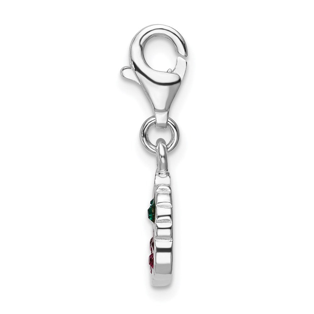 Sterlingsilber Rhodiniert Swarovski Crystals Cherries mit Karabinerverschluss Charm