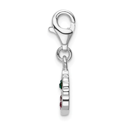 Sterlingsilber Rhodiniert Swarovski Crystals Cherries mit Karabinerverschluss Charm
