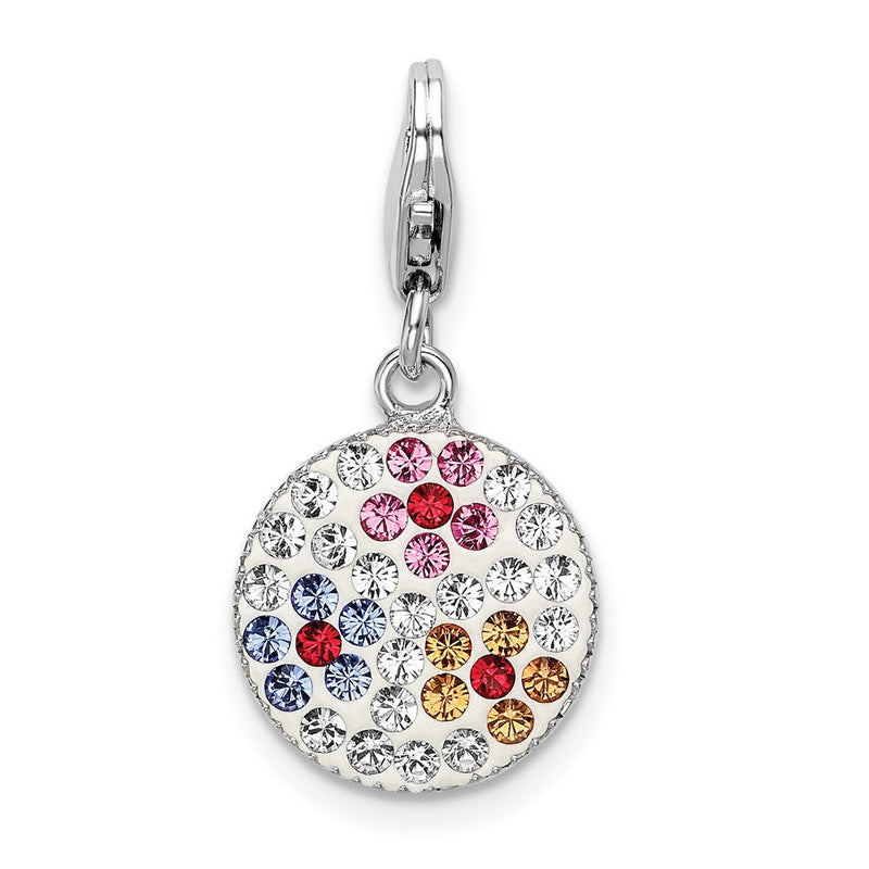 Sterlingsilber Amore La Vita Rhodiniert Poliert Rosa Rot Blau Weiß Gelb Kristall From Swarovski Blumen Muster Plättchen Charm mit Fantasie Karabinerverschluss
