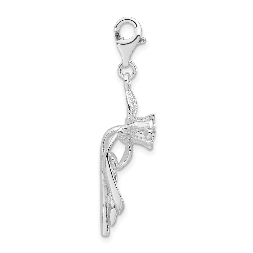 Sterlingsilber 3-d Poliert Blume Kreuz mit Karabinerverschluss Charm