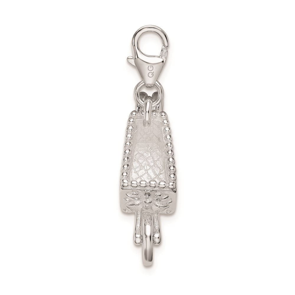 Sterlingsilber Rhodiniert 3-d Emailliert Wheelbarrow mit Karabinerverschluss Charm