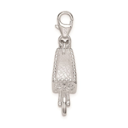 Sterlingsilber Rhodiniert 3-d Emailliert Wheelbarrow mit Karabinerverschluss Charm