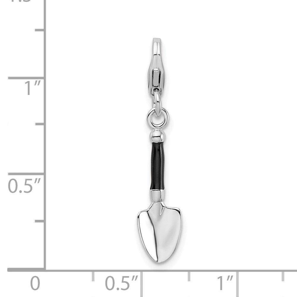 Sterlingsilber Amore La Vita Rhodiniert Poliert 3-d Emailliert Garden Trowel Charm mit Fantasie Karabinerverschluss
