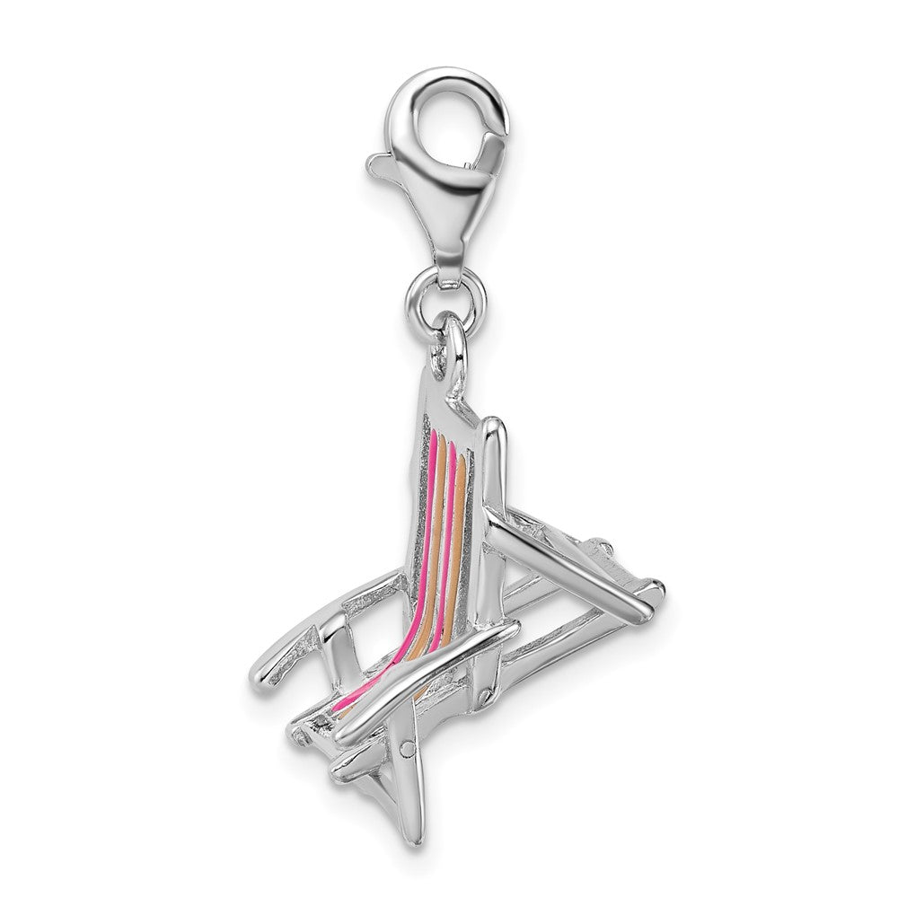 Sterlingsilber Amore La Vita Rhodiniert Poliert 3-d Emailliert Beach Chair Charm mit Fantasie Karabinerverschluss