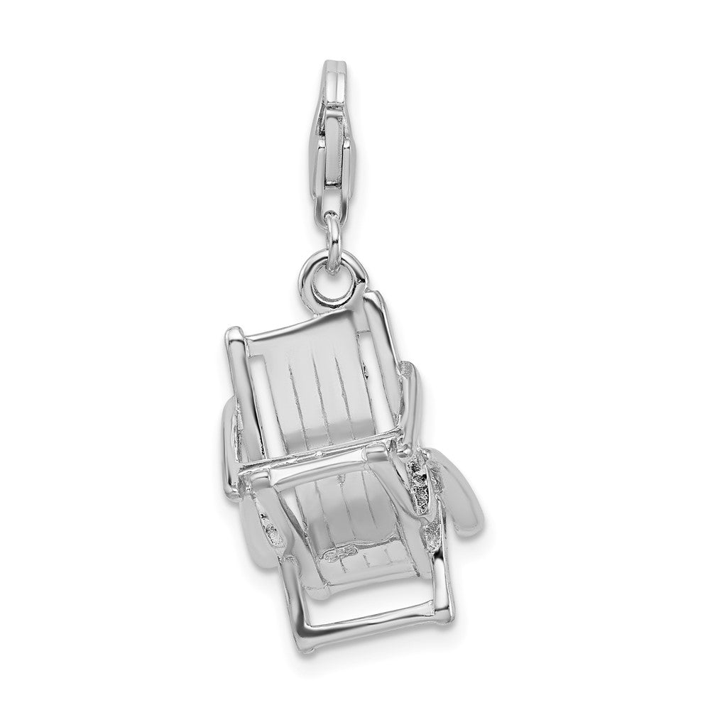 Sterlingsilber Amore La Vita Rhodiniert Poliert 3-d Emailliert Beach Chair Charm mit Fantasie Karabinerverschluss