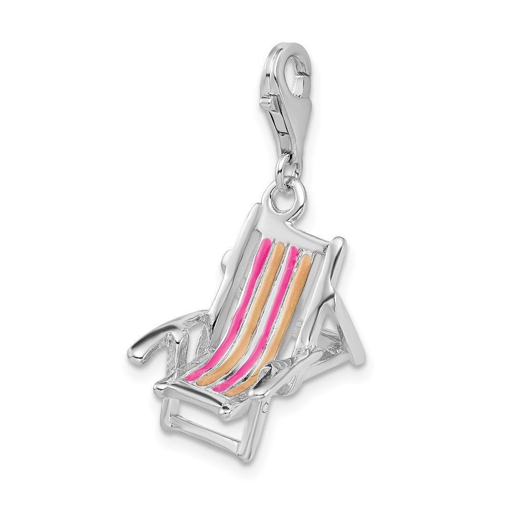 Sterlingsilber Amore La Vita Rhodiniert Poliert 3-d Emailliert Beach Chair Charm mit Fantasie Karabinerverschluss