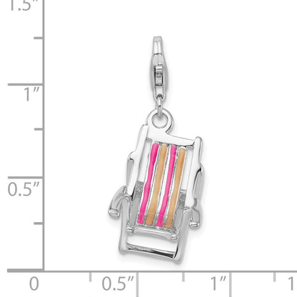 Sterlingsilber Amore La Vita Rhodiniert Poliert 3-d Emailliert Beach Chair Charm mit Fantasie Karabinerverschluss