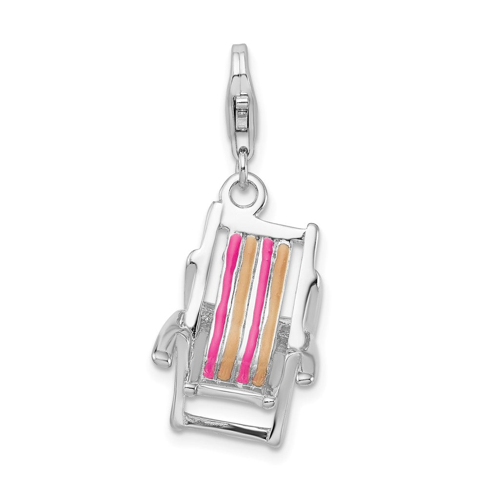 Sterlingsilber Amore La Vita Rhodiniert Poliert 3-d Emailliert Beach Chair Charm mit Fantasie Karabinerverschluss