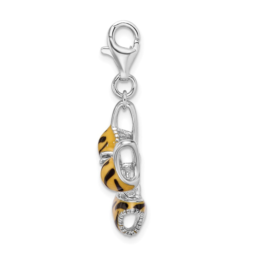 Sterlingsilber Amore La Vita Rhodiniert Poliert 3-d Zirkonia Emailliert Tiger Bikini Anhänger