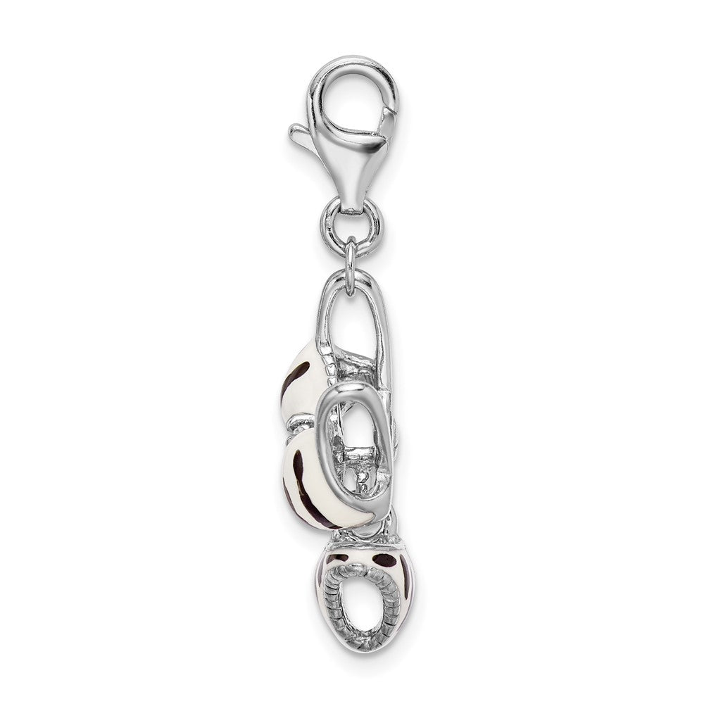 Sterlingsilber Amore La Vita Rhodiniert Poliert 3-d Zirkonia Emailliert Zebra Bikini Anhänger