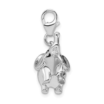 Sterlingsilber Amore La Vita Rhodiniert Poliert 3-d Emailliert Elefant Charm mit Fantasie Karabinerverschluss