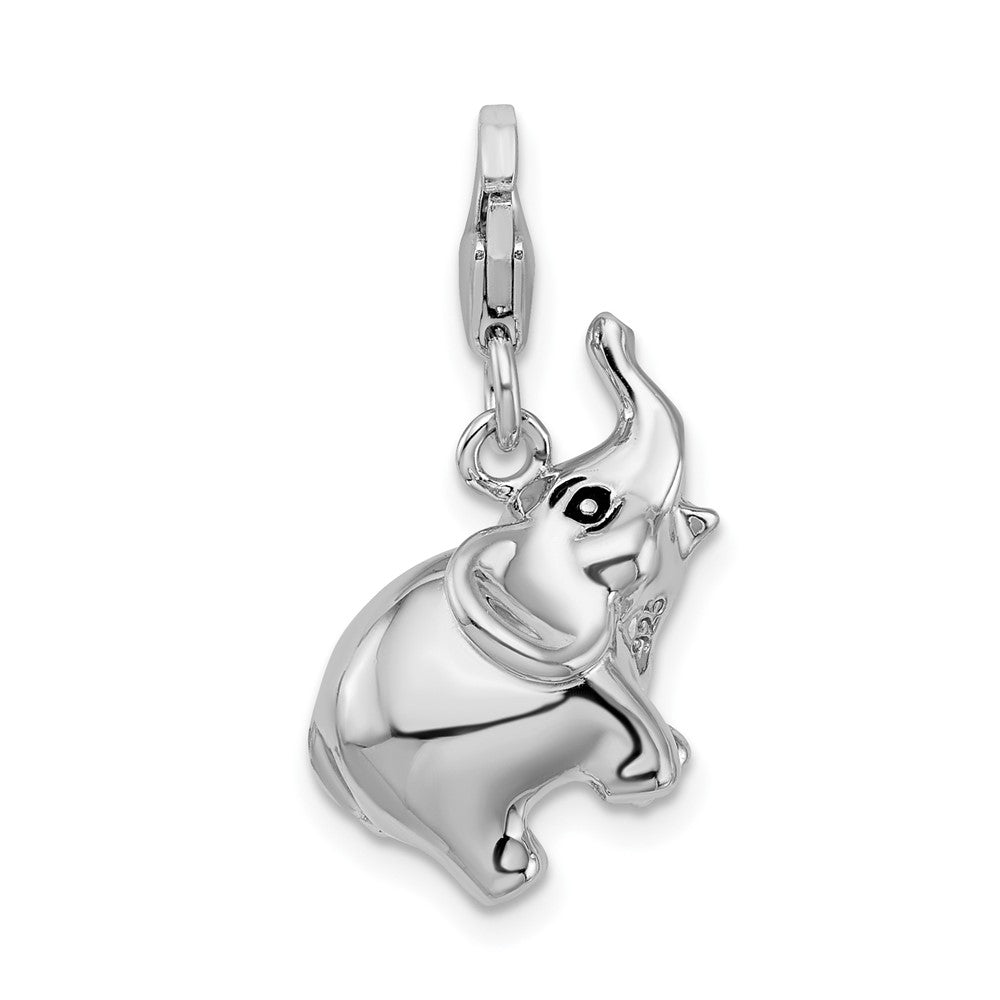 Sterlingsilber Amore La Vita Rhodiniert Poliert 3-d Emailliert Elefant Charm mit Fantasie Karabinerverschluss